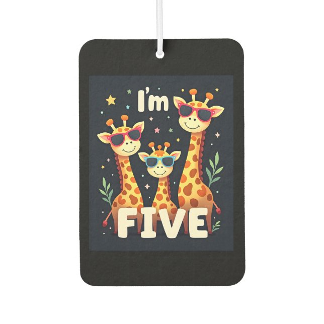 Cool Giraffe 5th Birthday Party 5 Year Old Toddler Autolufterfrischer (Vorderseite)