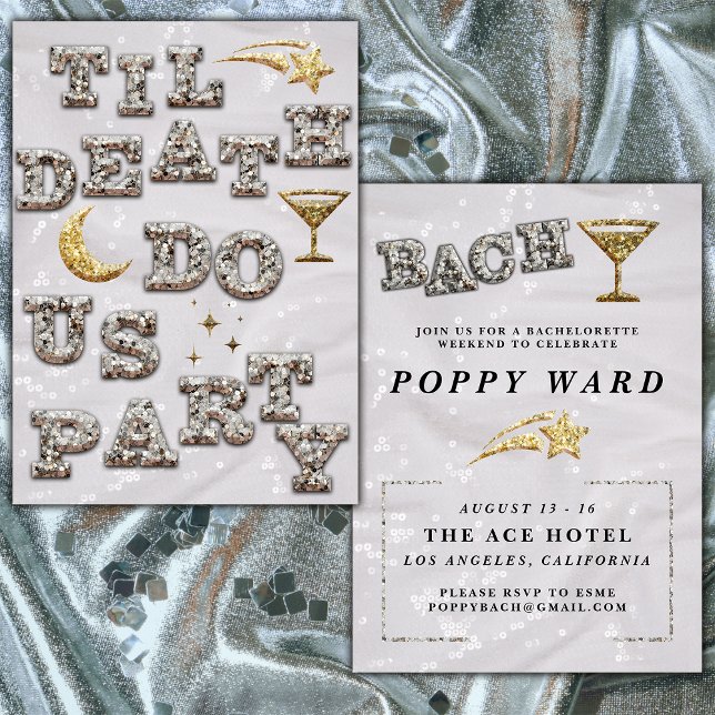 Cool Girl Glam Glitzer Metallic Einladung (trendy glam bach invite)