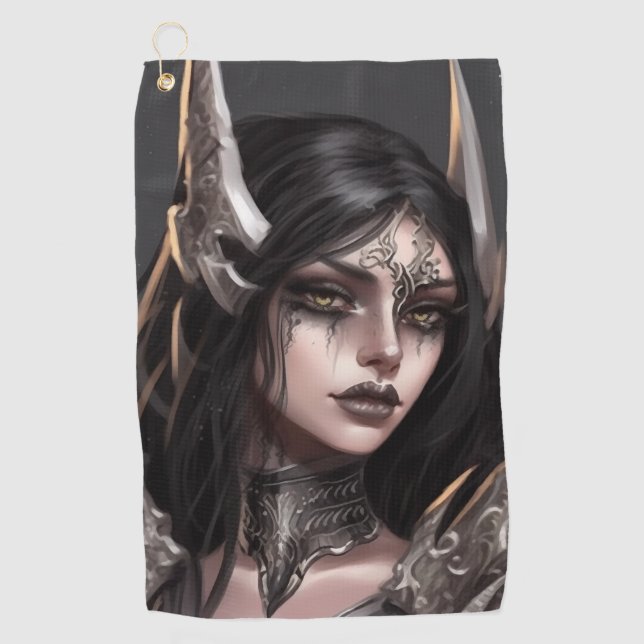 Cool Girl Goth Warrior Golfhandtuch (Vorderseite)