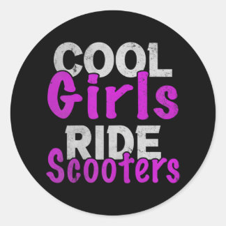 Cool Girl Ride Scooter Motorrad Runder Aufkleber