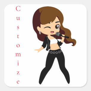 Cool Girl Sings Karaoke Thunder_Cove Quadratischer Aufkleber