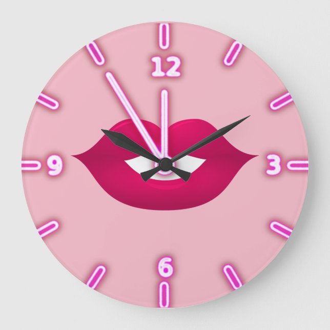 Cool Girly  Trendy Lips -Personalized Große Wanduhr (Vorderseite)