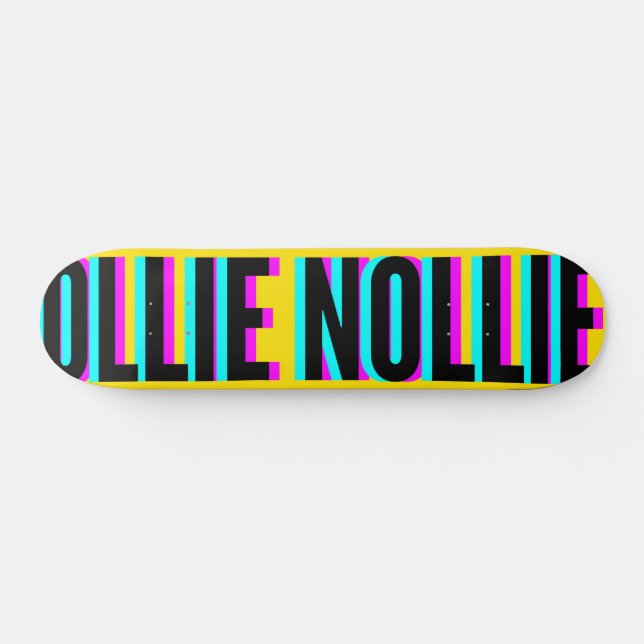 Cool Glitch Light Yellow Ollie Nollie Skateboard (Horizontal)