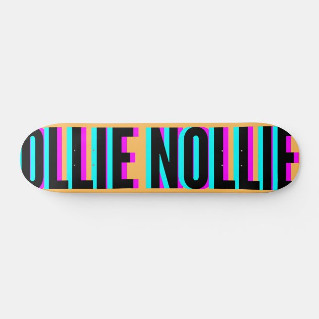 Cool Glitch Peach Ollie Nollie Skateboard Deck (Horizontal)