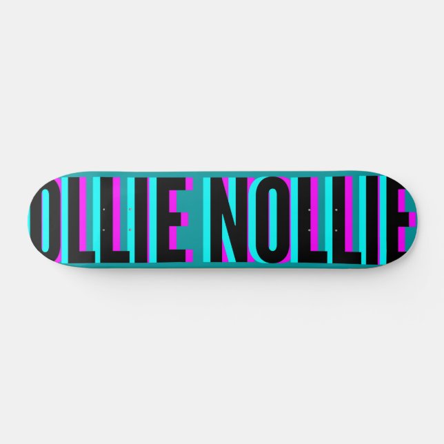Cool Glitch Turquoise Ollie Nollie Skateboard Deck (Horizontal)