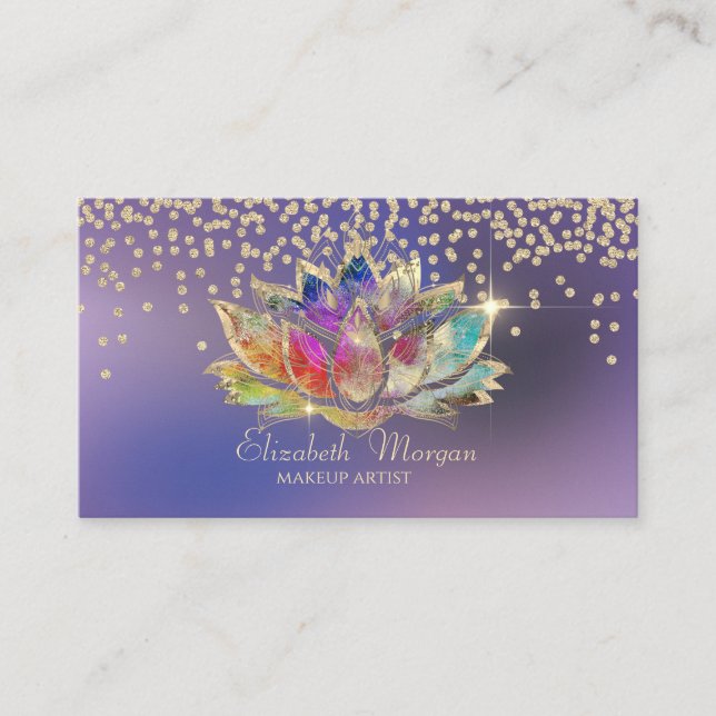 Cool Gold Diamonds Colorful Lotus Purple Visitenkarte (Vorderseite)