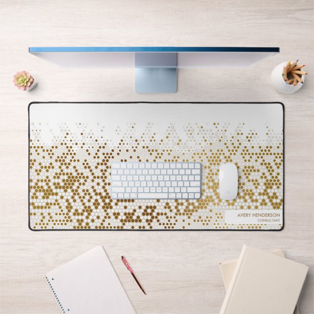 Cool Gold Nom personnalisé Abstrait Monogramme tou (Bureau 1)
