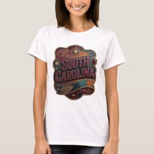 Cool Gold SOUTH CAROLINA 3D Text Kunst T-Shirt