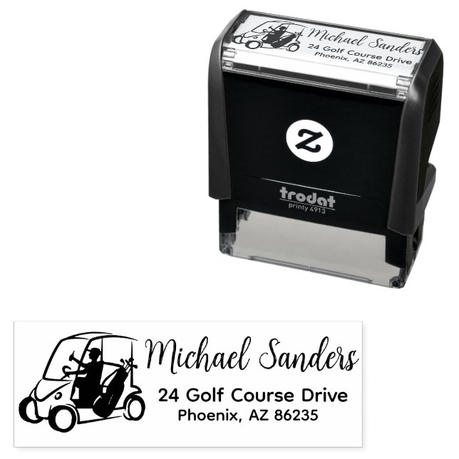 Cool Golfer Personalisierte Adresse Permastempel (Beispiel)