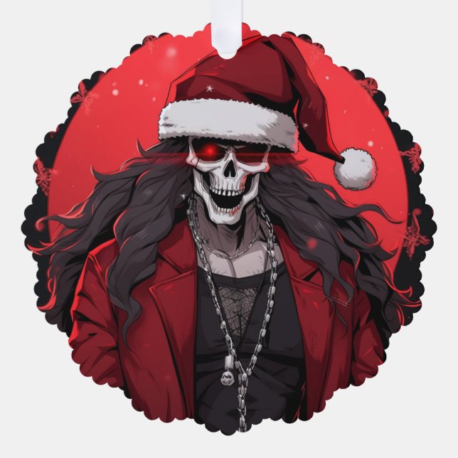 Cool Goth Punk Skull Anime Santa Demon Ornament Karte (Vorderseite)