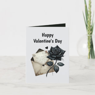 Cool Gothic-Add-Nachricht Valentine Schwarze Rose Feiertagskarte