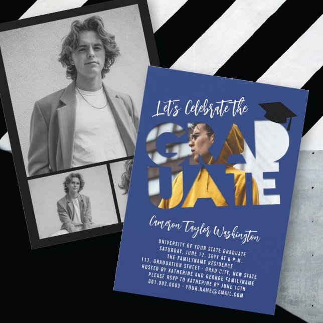 Cool Graduate Cutout Foto Moderne Graduierungspart Einladung (Von Creator hochgeladen)