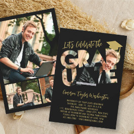 Cool Graduate Cutout Modernes Abschluss Foto Party Einladung