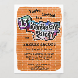Cool Graffiti Art 13. Geburtstagsparty Einladung
