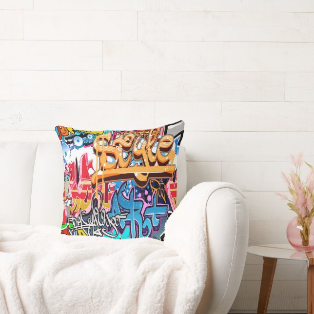 Cool graffiti mot art rétro accueil coussin (Canapé)