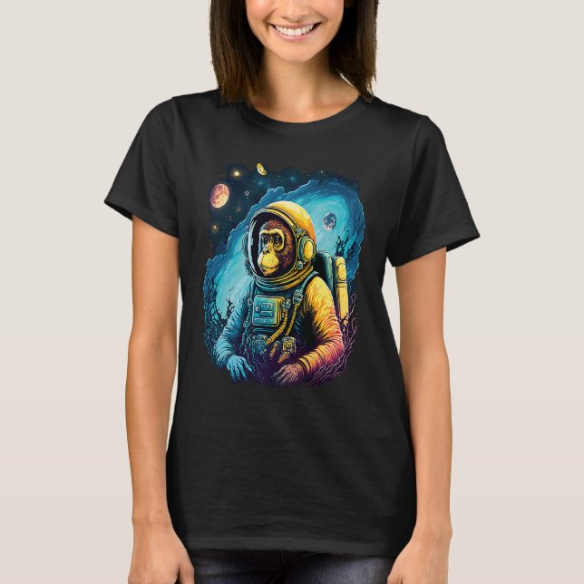 Cool Graphic Space Chimp Monkey Astronaut Cosmonau T-Shirt (Vorderseite)