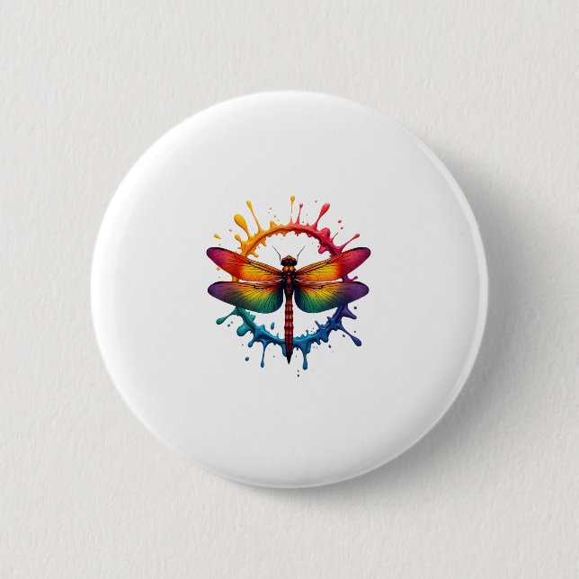 Cool Graphic Tie Dye Sunglasses Dragonfly Illustra Button (Vorderseite)