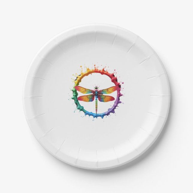 Cool Graphic Tie Dye Sunglasses Dragonfly Illustra Pappteller (Vorderseite)
