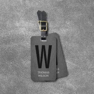 Cool-Grau-Schwarz-Fett-Monogramm Gepäckanhänger