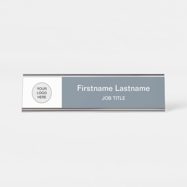 Cool Graue Logos Moderne Schreibtischnamensplatte Schreibtischnamensplakette (Vorderseite )
