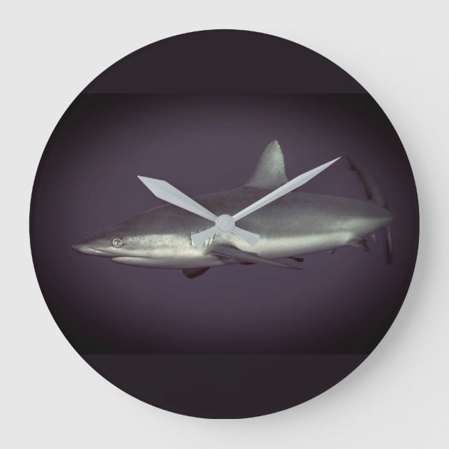 Cool Gray Reef Shark Große Wanduhr (Vorderseite)