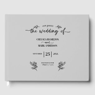Cool Gray Trendy Script Wedding Gästebuch