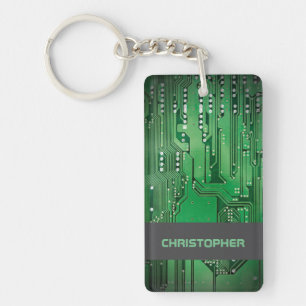 Cool Green Computer Circuit Board Monogramme