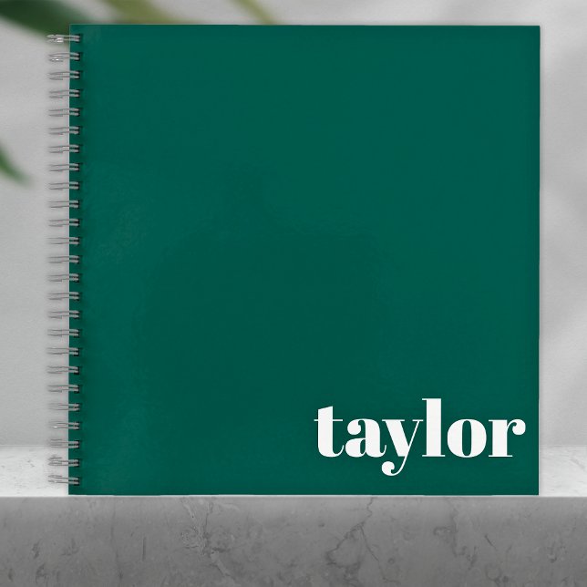Cool Green Modern Minimalistisch Trendy Personalis Notizbuch (Von Creator hochgeladen)