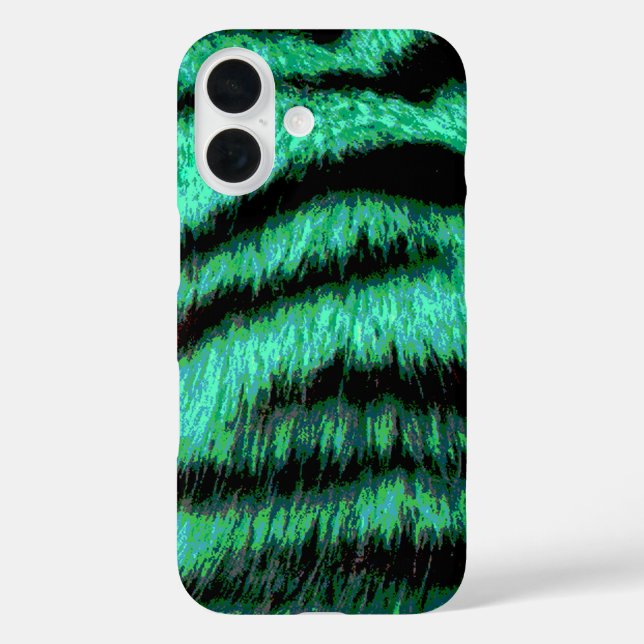 Cool green neon tiger stripes iPhone 16 hülle (Rückseite)