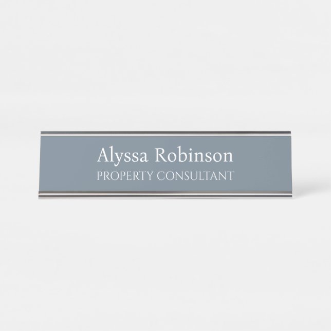 Cool Grey Professional Desk Nom Plaque (Devant)