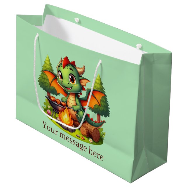 Cool Grilldrache hinzufügen Große Geschenktüte (Vorderseite Schrägansicht)