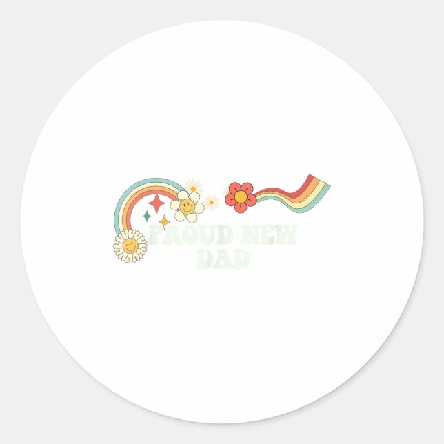 Cool Groovy Quote Proud New Dad Saying Art  Runder Aufkleber (Vorderseite)