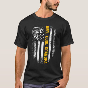 Cool Großvater Vintage Flagge Angeln Vater D T-Shirt