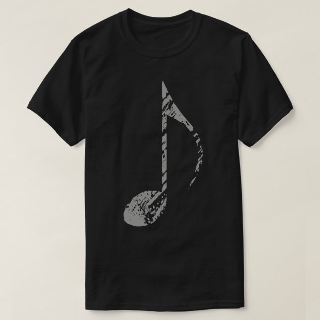 Cool Grunge Musiknote Grau T-Shirt (Design vorne)