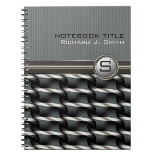 Cool Guy Abstract Stahl Muster Monogramm Notizbuch Notizblock