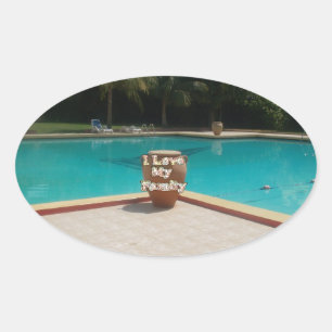 Cool Hakuna Matata Pool Side Ich liebe meine Famil Ovaler Aufkleber