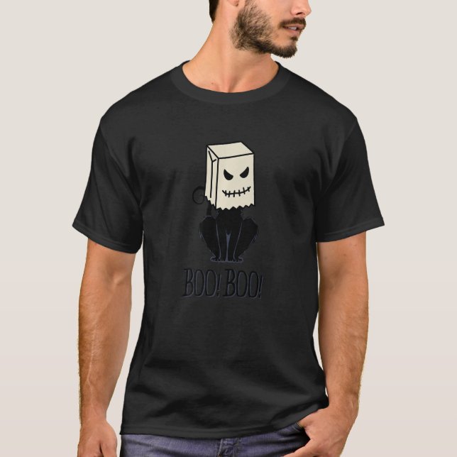 Cool Halloween Meow Boo Boo Cat Illustration Graph T-Shirt (Vorderseite)
