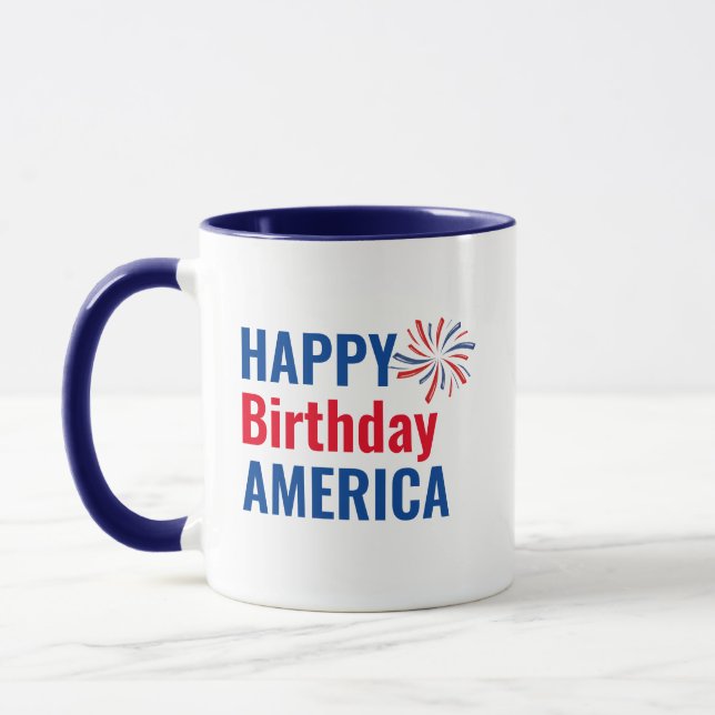 Cool Happy Birthday America 4. Juli USA Patriotic Tasse (Links)