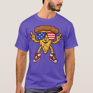 Cool Hawaiian Pizza American Flag Sunglasses 4th O T-Shirt