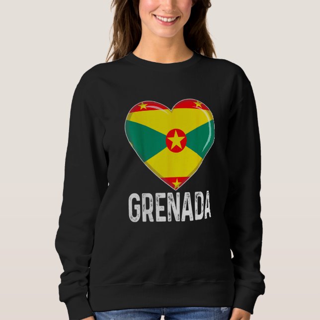 Cool Heart Grenada Flag Men Women Kid Patriotic   Sweatshirt (Vorderseite)