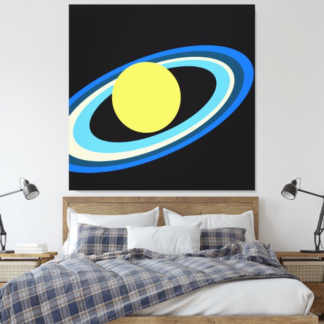 Cool-hellgelber Saturn Leinwanddruck (Insitu (Schlafzimmer))