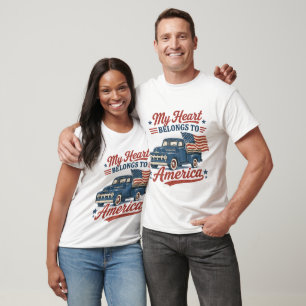 Cool Herz Amerika Patriotisch T-Shirt