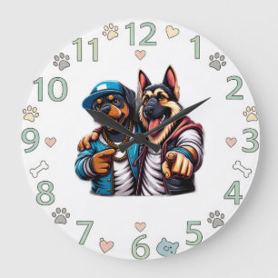 Cool Hip-Hop Dog Horloge murale - Funky Pet Art Ac