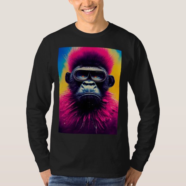 Cool Hipster Colorful Gorilla Illustration Graphic T-Shirt (Vorderseite)