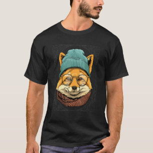 Cool Hipster Fox Wild Animal Wearing Glasses Nerd T-Shirt