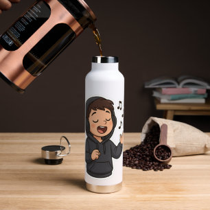 Cool Hoodie Boy Singsticker 🎧 Music Lover A Trinkflasche