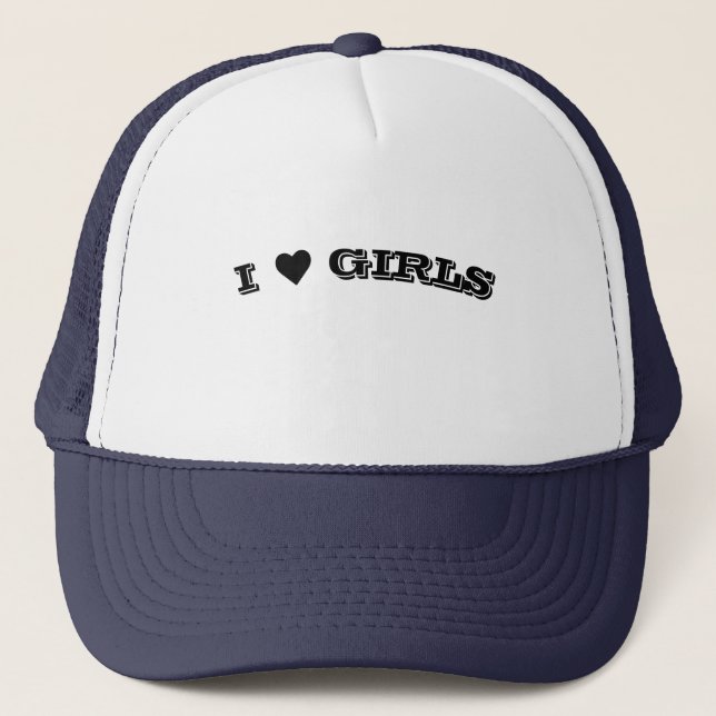 Cool I Liebe Girls Herz Baseball Cap, LKW Hasen Truckerkappe (Vorderseite)