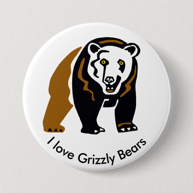 Cool I Liebe GRIZZLY Bars - Wildtiere - Natur Button (Vorderseite)