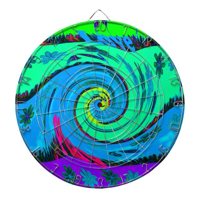 Cool I Liebe Hawaii: Design von Blumenmustern für  Dartscheibe (vorne)