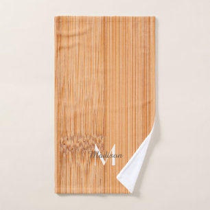 Cool imprimé bois de bambou brun clair Monogramme